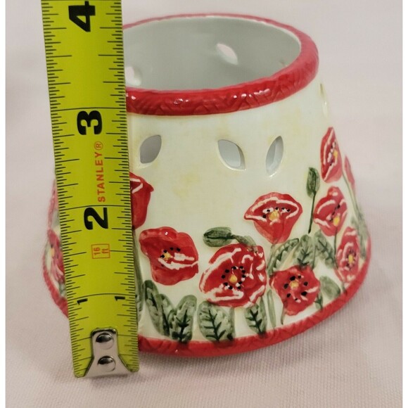 Small Candle  Shade Topper / Spring Flowers . Red flowers and Green - Picture 7 of 7